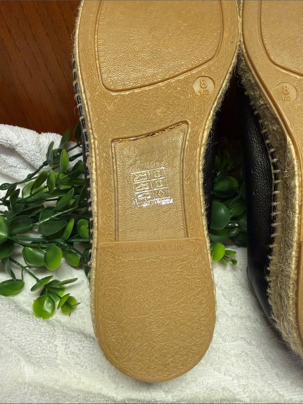 NWOB! Everlane Black Leather Espadrille Flats with Jute Trim - Picture 10 of 11